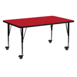 Flash Furniture Mobile 24''W X 60''L Rectangular HP Laminate Activity Table - Height Adjustable Short Legs -Children Household Series GUEST 00829f92 1528 412e b5f3 27e1800d476e