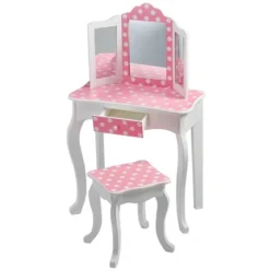 Polka Dot Fashion Prints Vanity Table & Stool Set Pink - Teamson Kids -Children Household Series GUEST 01155bac e3df 4437 aeed 60698b770388