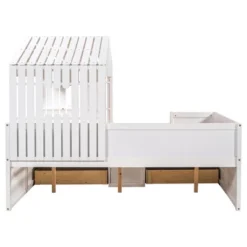 Full Size House Low Loft Bed With Four Drawers-ModernLuxe -Children Household Series GUEST 01ebb766 5972 4ef6 805f 9136988629b1