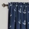 52"x63" Anchor Room Darkening Window Curtain Panels Navy - Lush Décor