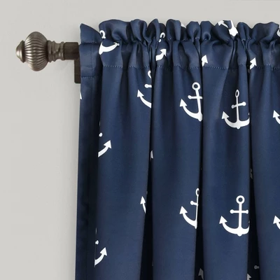 52"x63" Anchor Room Darkening Window Curtain Panels Navy - Lush Décor 1 52"x63" Anchor Room Darkening Window Curtain Panels Navy - Lush Décor