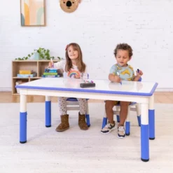 ECR4Kids Rectangle Dry-Erase Activity Table With 2 Adjustable Chairs, 3-Piece -Children Household Series GUEST 0424c74b e9ae 40ab a699 12488c206377