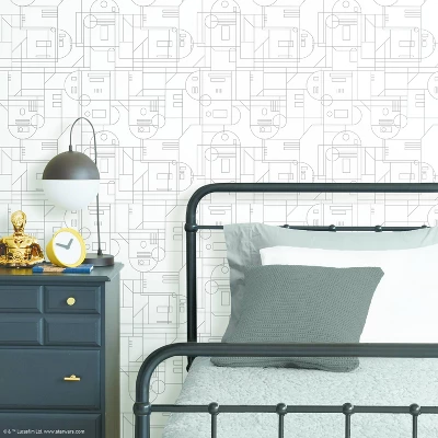 Star Wars R2D2 Geometric Peel And Stick Wallpaper White - RoomMates 1 Star Wars R2D2 Geometric Peel And Stick Wallpaper White - RoomMates