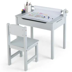 Costway Toddler Craft Table & Chair Set Kids Art Crafts Table WithPaper Roll Holder Grey/White 20 Costway Toddler Craft Table & Chair Set Kids Art Crafts Table WithPaper Roll Holder Grey/White -Children Household Series GUEST 06ee0f4a 4d39 4b89 b592 d33d5f1b545d