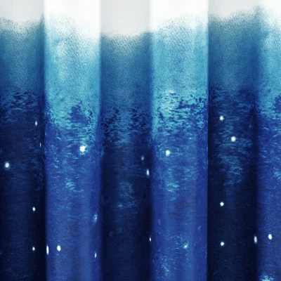 52"x84" Kids' Make A Wish Space Star Ombre Window Curtain Panels Navy/White Set - Lush Décor 2 52"x84" Kids' Make A Wish Space Star Ombre Window Curtain Panels Navy/White Set - Lush Décor - Image 2