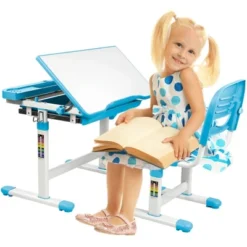 Mount-It! Kids Desk And Chair Set | Height Adjustable Ergonomic Children's School Workstation With Storage Drawer | Blue -Children Household Series GUEST 0a33b8ac 0cd7 42db ad7a 14e28a3a62e7
