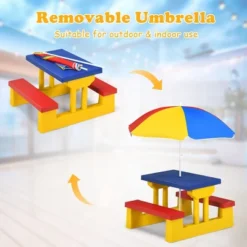 Costway Kids Picnic Table Set W/Removable Umbrella Indoor Outdoor Garden Patio -Children Household Series GUEST 0bf20db2 726c 4431 8eb7 85324d62d518