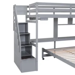 Twin Over Full Bunk Bed With Storage Stairs, Desk, Shelves And Hanger - ModernLuxe -Children Household Series GUEST 0c7d6396 a020 4242 8492 30bf7687bb7e