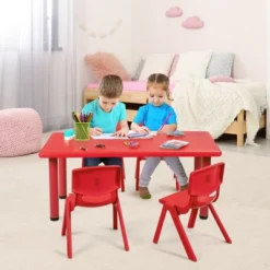 Costway Kids Plastic Rectangular Learn And Play Table Playroom Kindergarten Home Red -Children Household Series GUEST 0d7f5101 a9bf 48d5 9649 2e2fa7b00df0