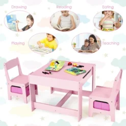 Costway 3 In 1 Kids Wood Table Chairs Set W/ Storage Box Blackboard Drawing Pink 16 Costway 3 In 1 Kids Wood Table Chairs Set W/ Storage Box Blackboard Drawing Pink -Children Household Series GUEST 0db6516e bb05 4ee9 b38d 6f7ab8a6f273