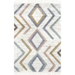 Lillie Abstract Diamond Kids Tassel Area Rug -Children Household Series GUEST 0ebf0553 60cd 4f2e afee be55e4493e37