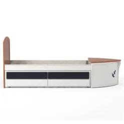 Twin Collindale Boat Design Kids' Bed With Trundle White/Oak - MiBasics -Children Household Series GUEST 0ec5f130 53ab 42b6 8a2e ac84eff9f3d4