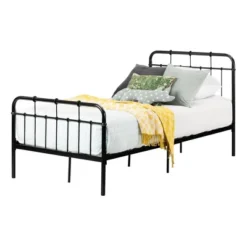 Twin Hankel Metal Platform Bed With Headboard And Footboard Pure Black - South Shore -Children Household Series GUEST 1292bf81 9d30 4cd7 afdf 37e7c47df58e