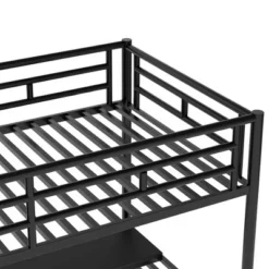 Metal Twin Size Loft Bed With Desk, Black - ModernLuxe -Children Household Series GUEST 12ab2b6d ed9c 4232 ab77 9d5f0c0b3449