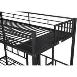 Twin Over Twin Metal Triple Bunk Bed With Ladder-ModernLuxe -Children Household Series GUEST 1484632c 83a6 41a3 94c8 cb263826b892