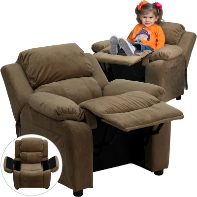 Emma And Oliver Deluxe Padded Contemporary Kids Recliner With Storage Arms 4 Emma And Oliver Deluxe Padded Contemporary Kids Recliner With Storage Arms - Image 4