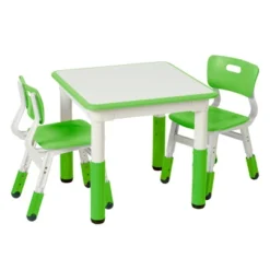 ECR4Kids Square Resin Dry-Erase Adjustable Activity Table With 2 Chairs (3-Piece Set) -Children Household Series GUEST 1738580c 9a53 4444 acb7 6400907754d4