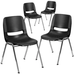 Flash Furniture 4 Pack HERCULES Series 661 Lb. Capacity Ergonomic Shell Stack Chair With 16'' Seat Height -Children Household Series GUEST 17c42eaf ac19 4de6 b60a f9797f9b5107