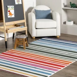 NuLOOM Effie Stripes Kids Machine Washable Area Rug -Children Household Series GUEST 1a5e2b64 36e7 4d9b 9cdd 99c2123b492a