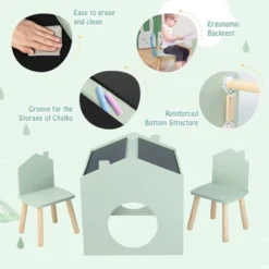 Costway 3 Piece Kids Wooden Table And Chair Set With Blackboard For Drawing Reading Green/Gray/White 16 Costway 3 Piece Kids Wooden Table And Chair Set With Blackboard For Drawing Reading Green/Gray/White -Children Household Series GUEST 1b701611 f2ae 46ea 9f2a 1cf29db19561