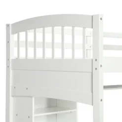 Twin Size Loft Bed With Storage Shelves, Desk And Ladder - ModernLuxe -Children Household Series GUEST 1c1ef3e3 d5fe 431a a25f d6c362fd1220