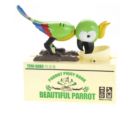 Insten Parrot Piggy Bank Robotic Coin Munching Toy Money Box, Green, 6.6x6.5 Inches 1 Insten Parrot Piggy Bank Robotic Coin Munching Toy Money Box, Green, 6.6x6.5 Inches