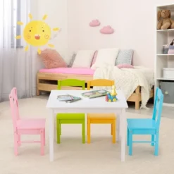 Costway 5 Piece Kids Wood Table Chair Set Activity Toddler Playroom Furniture Colorful 11 Costway 5 Piece Kids Wood Table Chair Set Activity Toddler Playroom Furniture Colorful -Children Household Series GUEST 1d661688 683a 485d 99b6 51914384372c
