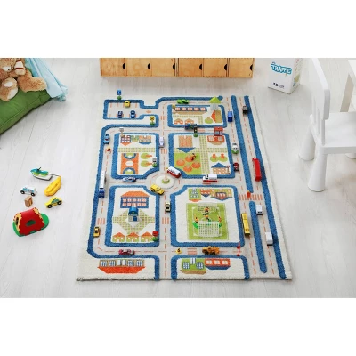 39"x59" Traffic Blue 3D Play Rug - IVI 2 39"x59" Traffic Blue 3D Play Rug - IVI - Image 2