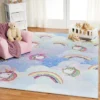 Unicorn Rainbow Colorful Kids Playroom Nursery Washable Indoor Area Rug By Blue Nile Mills