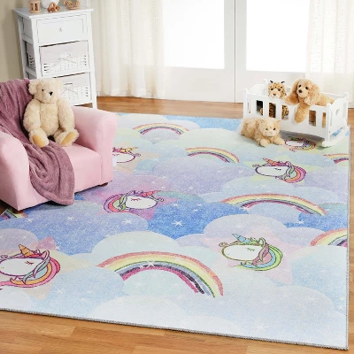 Unicorn Rainbow Colorful Kids Playroom Nursery Washable Indoor Area Rug By Blue Nile Mills 1 Unicorn Rainbow Colorful Kids Playroom Nursery Washable Indoor Area Rug By Blue Nile Mills
