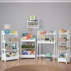 Kids' 2 Tier Ladder Wall Shelf With Hooks White - RiverRidge Home -Children Household Series GUEST 1ee5c927 59cf 479c ae12 45aea42d9f95