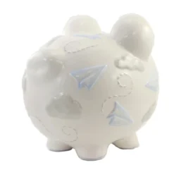 Bank Paper Airplane Piggy Bank - One Bank 7.75 Inches - Money Savings - 36906. - Ceramic - White