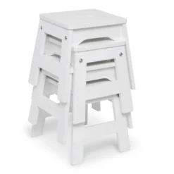 Melissa & Doug Wooden Stools - Set Of 4 2pc - White -Children Household Series GUEST 2103a962 638a 4f21 8755 a263d0eb1228