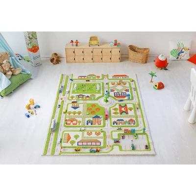 52.5"x71" Traffic Green 3D Play Rug - IVI 3 52.5"x71" Traffic Green 3D Play Rug - IVI - Image 3