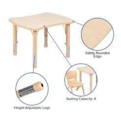 Flash Furniture 21.875"W X 26.625"L Rectangular Plastic Height Adjustable Activity Table Set With 4 Chairs -Children Household Series GUEST 2465dc71 3e10 4af7 89f8 ecd766798f8b 1