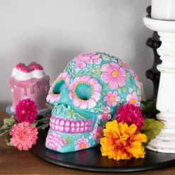 Northlight 7.75" Blue And Pink Day Of The Dead Skull Coin Bank -Children Household Series GUEST 255ad5c4 cf22 44c4 a3a7 453ccfcc8341