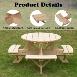 Gardenised Wooden Kids Round Picnic Table Bench, Outdoor Children's Backyard Table, Crafting, Dining, And Playtime Patio Table 11 Gardenised Wooden Kids Round Picnic Table Bench, Outdoor Children's Backyard Table, Crafting, Dining, And Playtime Patio Table -Children Household Series GUEST 2c0935f9 3882 4be9 8f75 5f1b18537344