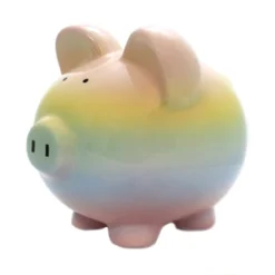 Bank Rainbow Ombre Bank - One Bank 7.75 Inches - Money Save - 3707Rbw - Ceramic - Multicolored