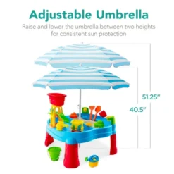 Best Choice Products Kids Sand & Water Outdoor Activity Table, 2-in-1 Play Set W/ 18 Accessories, Adjustable Umbrella -Children Household Series GUEST 30bf9a83 f589 436a 96dc 4c57707d6bf6
