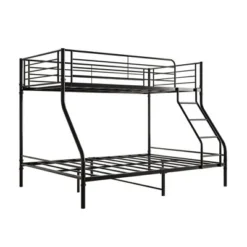 Twin-Over-Full Metal Bunk Bed With Ladder And Enhanced Upper-Level Guardrail, Black-ModernLuxe -Children Household Series GUEST 319de675 f7ae 46cf be44 6df302fb559b