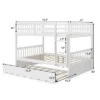 Costway Full Over Full Bunk Bed Platform Wood Bed W/ Trundle & Ladder Rail Brown/White