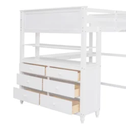 Full Size Wooden Loft Bed With Drawers, Shelves And Desk - ModernLuxe -Children Household Series GUEST 35b2357b 3e56 46de 89e9 0b48c26ab29d