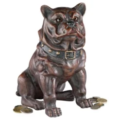 Design Toscano Boss, The Sitting British Bulldog Collectors' Still Action Die-Cast Iron Coin Bank