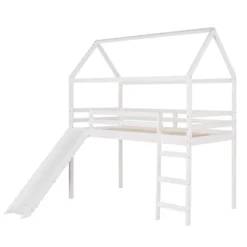 Twin Size House Shape Loft Bed With Slides, White - ModernLuxe -Children Household Series GUEST 3826d729 f2e1 42b0 91c9 c80e14c5a89a