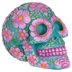 Northlight 7.75" Blue And Pink Day Of The Dead Skull Coin Bank -Children Household Series GUEST 3981b4e1 0f9a 43b6 b5f1 748539e9401d