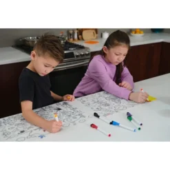 Merka Kids Toddler Essentials Coloring Placemats For Kids, Set Of 4 Mats With 7 Markers Jungle Space Sea Unicorns -Children Household Series GUEST 399bfd66 7649 4262 b913 afa9ea96d187