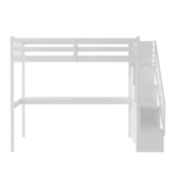 Twin Size Loft Bed With Staircase And Built-in Desk - ModernLuxe -Children Household Series GUEST 399f056c ca2b 4fb7 9978 a6b63b397e06