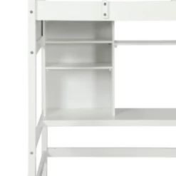 Twin Size Loft Bed With Storage Shelves, Desk And Ladder - ModernLuxe -Children Household Series GUEST 3b77c92b 40bb 43b6 8e7c 48f86f8e16f1