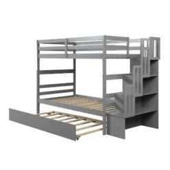 Twin Over Twin Bunk Bed With Trundle, Stairs And Storage Shelves-ModernLuxe 17 Twin Over Twin Bunk Bed With Trundle, Stairs And Storage Shelves-ModernLuxe -Children Household Series GUEST 3deaafa1 60ab 431d b5eb 51be10be74ef
