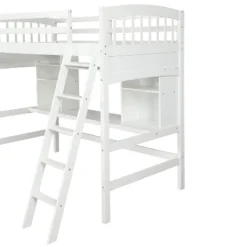 Twin Size Loft Bed With Storage Shelves, Desk And Ladder - ModernLuxe -Children Household Series GUEST 3e770ecc e392 4705 8c76 a66992a03523